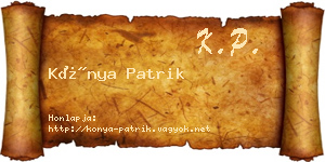 Kónya Patrik névjegykártya
